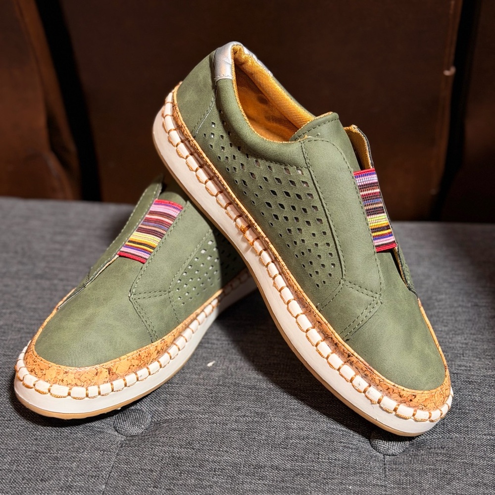 Men's Olive Green Slip-On Casual Shoes - Picture 1 of 6